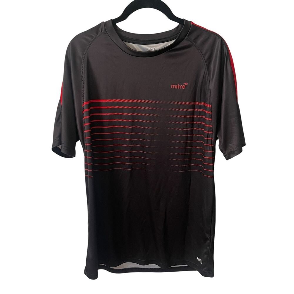 Mitre Mens Medium Athletic T-Shirt Short Sleeve Tee Top Black Red ProFlow Active